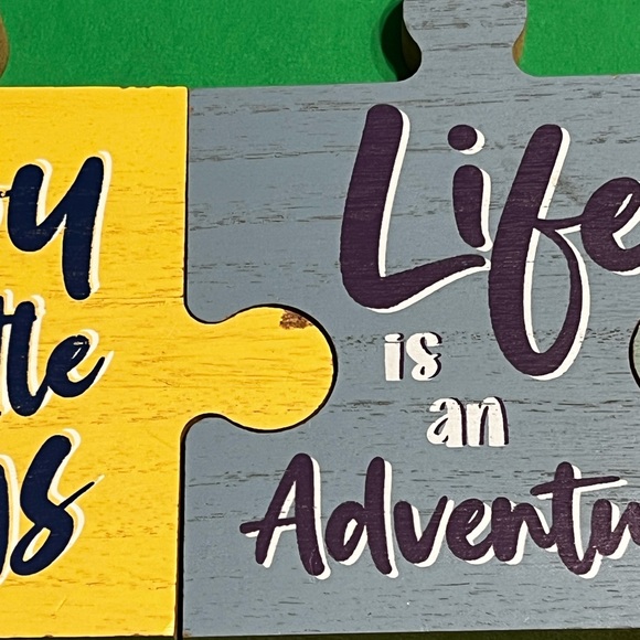 New Set of 3 Inspirational Interlocking Puzzle Pieces Table Top/Shelf Decor - Picture 12 of 16